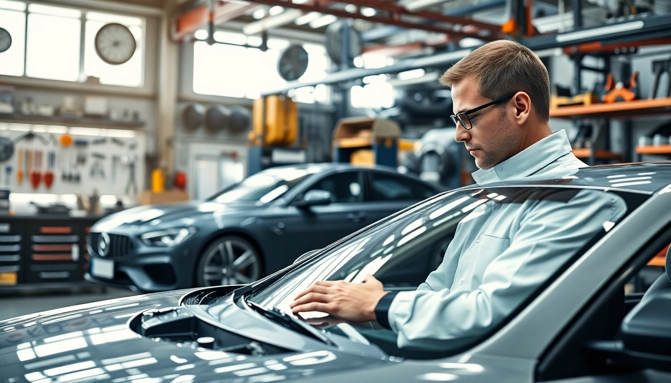 Überprüfung der präzisen Auto Kufen in einer modernen Werkstatt von Ingenieuren.