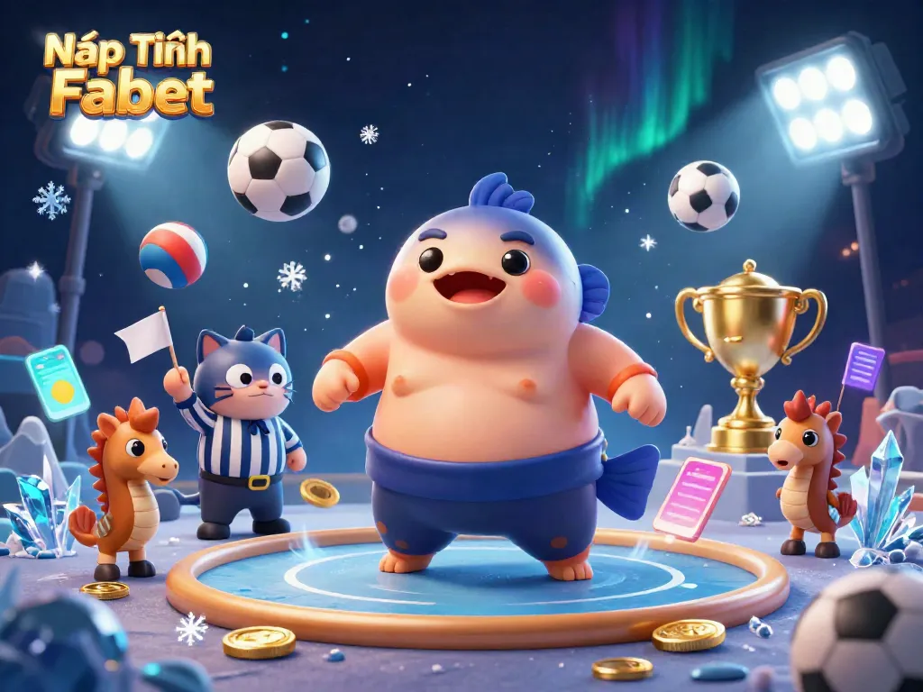 Engage in Nạp Tiền Fabet with a vibrant underwater casino scene featuring animated characters and sports elements.
