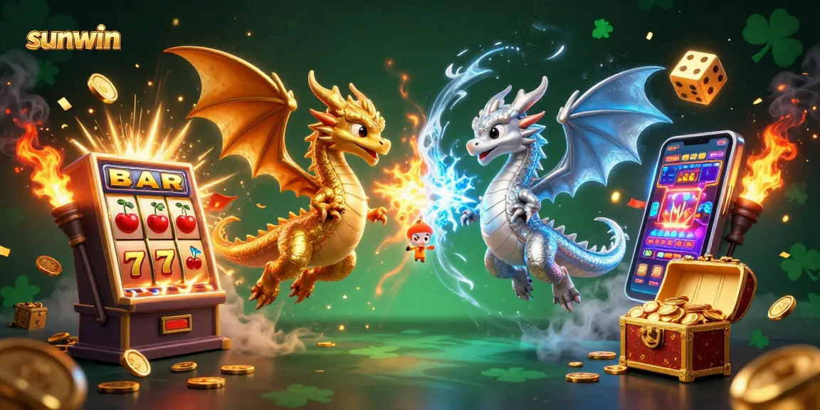 Engage with sunwin's thrilling casino experience featuring dynamic dragons and vibrant gaming elements.